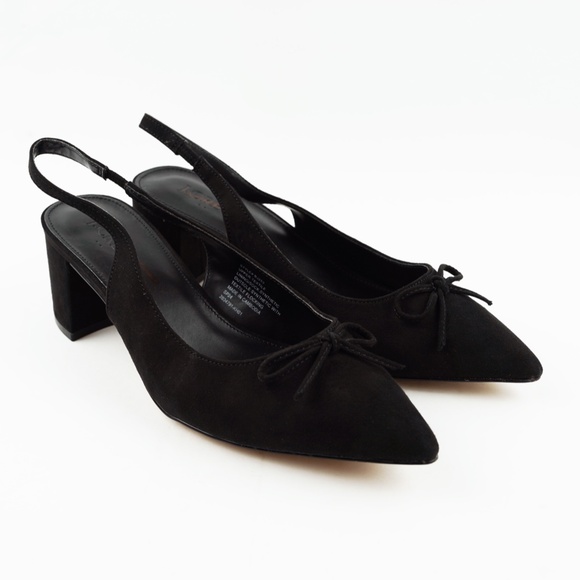 J.Crew Size 7 Slingback Bow Heels in Black $138 BJ253 - Picture 2 of 6